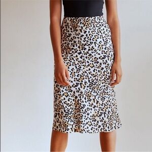 Aritzia Babaton Leopard Print Satin Slip Skirt